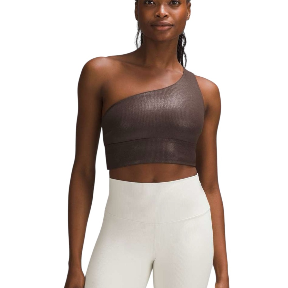 Lululemon Align Asymmetrical Rib Bra C/D *Shine in Espresso Size 8 NWT